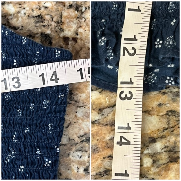 Madewell Blue Floral Smocked Crop Top Small Cottagecore Coquette Boho Stretch - Picture 6 of 11